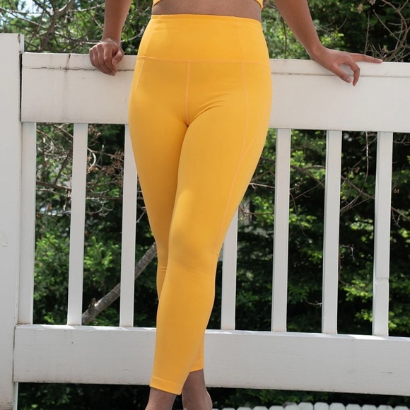 Girlfriend Collective Compressive High Rise Legging Marigold Yellow M Medium - Picture 2 of 4